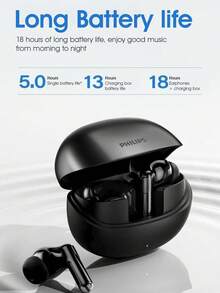 PHILIPS Auriculares inalámbricos Philips TAT1120, Bluetooth 6.0, cancelación de ruido ENC, batería de larga duración y alta calidad de sonido.