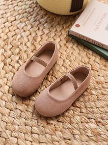 Girls' Spring/Summer Fashion Casual Mary Jane Shoes, Solid Color Velvet Performance Shoes, Toddler Ballet Flats, Solid Color Slip-On