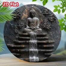 Vintage Buddha Meditation Metal Wall Art -  Monk & Waterfall Design, Yard Garden Decor Sign - Nhiều màu - Xem 7