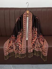 1 chiếc khăn choàng Pashmina họa tiết Paisley đa năng cổ điển có tua rua, mềm mại và ấm áp, giản dị và thời trang, thích hợp để trang trí trang phục đi làm hàng ngày - Nhiều màu - Xem 33