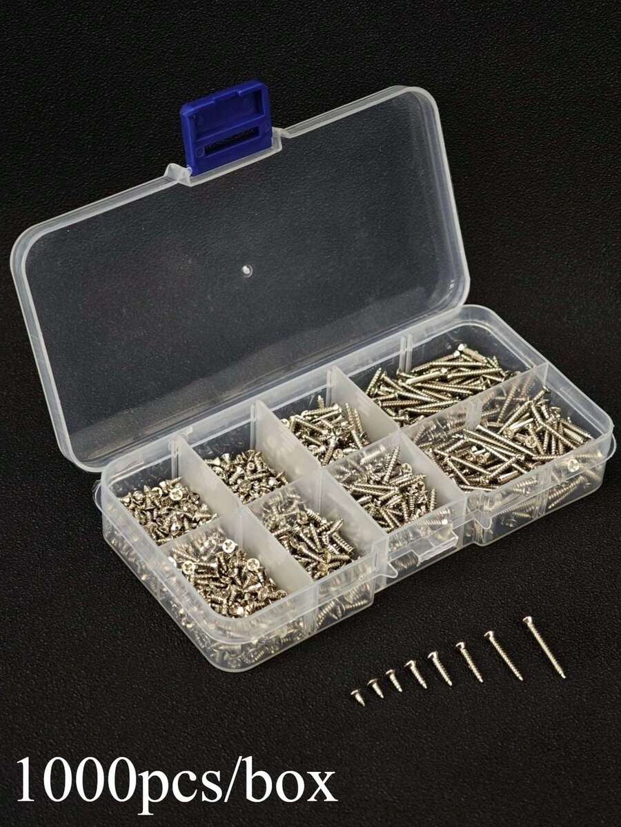 1000pcs/ Box M2 Screws Sets Stainless Steel Self Tapping Screw Assortment Kit Wood Nail - Silver - View 1