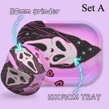 2pcs Halloween Smoking Set, W/Rolling Tray, 4-Piece Aluminum Alloy Grinder, Easy To Carry And Storage, Gifts For Girls, Back To School,Halloween Party, For Smokers - 2件套裝 - 查看 13