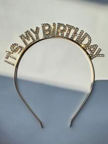 1 Pc Sparkling "It's My Birthday" Headband, Rhinestone - Encrusted Birthday Tiara, Glamorous Party Hair Accessory, Shiny Crystal Birthday Crown, Perfect For Birthday Celebrations, Eye - Catching Birthday Gift, Durable Metal Headband, Stylish Birthday Photo Prop, Must - Have Birthday Party Favor, Unique Birthday Headpiece, Sparkle - Filled Birthday Accessory