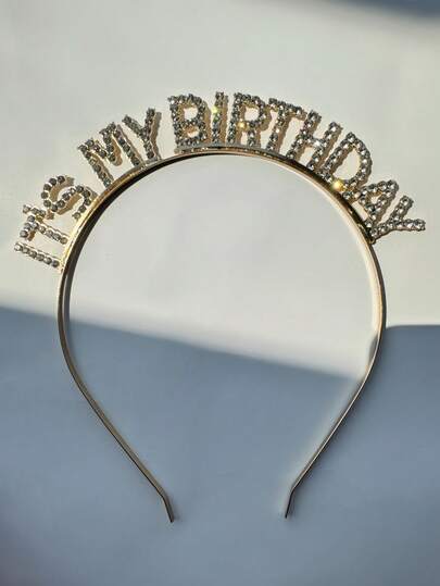 1 Pc Sparkling "It's My Birthday" Headband, Rhinestone - Encrusted Birthday Tiara, Glamorous Party Hair Accessory, Shiny Crystal Birthday Crown, Perfect For Birthday Celebrations, Eye - Catching Birthday Gift, Durable Metal Headband, Stylish Birthday Photo Prop, Must - Have Birthday Party Favor, Unique Birthday Headpiece, Sparkle - Filled Birthday Accessory