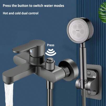 Classic Zinc Alloy Shower Faucet - Cold And Hot Water Mixing Valve, Knob-Style Switching Water Flow Mode, Bathroom Wall-Mounted 3-Piece