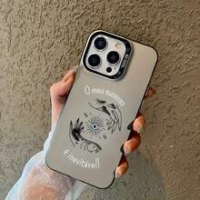 Funda de Teléfono de Ojo Malvado Estético Misterioso de Otoño para 16 Pro, 11, 15, 14, 13, 12 Pro Plus, Funda de Teléfono Negra y Plateada Antigolpes, Regalos de Moda para Adolescentes - Negro - Ver 2