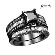 1pc Fashion Jewelry Couple Rings For Lover's Charm Women Rhinestones Artificial Zirconia Rings Set Fashion Stainless Steel Men Black Ring Wedding Anniversary Gift - Nữ giới - Xem 5