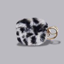 豹纹毛绒耳机壳适用于 Pro3，柔软无线蓝牙耳机保护套适用于 4 3 2 1 Pro Pro2 带钥匙扣保护壳