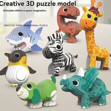 3pcs 3D Puzzle, Creative Cartoon Animal Puzzle Set, Christmas/Birthday Gift