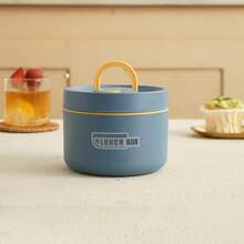 Thermal Lunch Box With Lid Leakproof Round Picnic Lunchbox With Folding Handle - 藍色 - 查看 6
