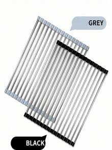 1 قطعة رف تجفيف الأطباق قابل للطي، رف أطباق متعدد الوظائف من الفولاذ المقاوم للصدأ، رف قابل للطي من الفولاذ المقاوم للصدأ، بساط تصريف الحوض، أداة مطبخ، حامل أواني مقاوم للحرارة، بساط أطباق، ملحق مطبخ، مناسب لتصريف وتجفيف أدوات المطبخ والأكواب والأطباق والحفاظ على نظافة المطبخ. ويمكن استخدامه أيضًا كوسادة شواء أو حامل أواني أو قاعدة تحت الأكواب وما إلى ذلك.