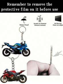 2/1 酷炫摩托车钥匙扣，2D 平面亚克力装饰 - 钥匙扣，汽车钥匙扣，适合喜欢装饰的朋友，完美的礼物，适合家居和节日装饰，理想的生日和派对礼物，适合生日、周年纪念日、派对礼物 - 彩色 - 查看 11