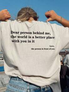 女士标语印花圆领短袖休闲T恤，适合春夏季节，时尚百搭，日常百搭。度假装扮 女士印花T恤 女士白色上衣 黑色上衣 粉色上衣 - 白色 - 查看 5