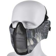 1 pezzo Maschera tattica da semi-volto in rete, maschera da combattimento airsoft, fascia elastica regolabile, materiale in fibra di poliestere durevole, adatta per allenamento e gaming - Multicolore - Visualizzare 1