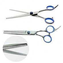 7" Professional Cat Dog Pet Grooming Scissors Shear Set Hair Cutting Curved Tool - 銀色 - 查看 5