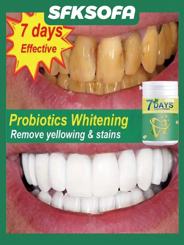 ¡7 días para dientes talla grande blancos! Polvo dental, ilumina tu sonrisa en una semana