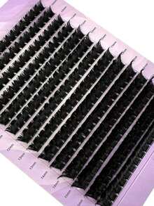 224Pcs/ Set 14Rows 160Roots 0.05mm Soft Lash Mink Fur Eyelashes 9-16mm Mixed Length 3D Russian Volume Lash Individual Lashes Makeup Black Lashes Purple Box Packaging Lash Clusters,Eye Lash Clusters,Individual Eyelashes,Lashes,Fake Lashes - 黑色 - 查看 4