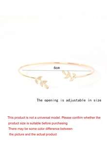 1pc European & American Style Open Leaf Bracelet, Elegant Gift For Friends - Yellow Gold - View 6