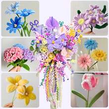 【111件/套】超值套装 DIY 100根毛根，10根绿色花茎铁丝（含1个教程视频），30厘米绿色花茎铁丝（用于手工制作），多色拼接加密毛根（带贴纸），30厘米彩色毛根手工材料，彩色毛根（用于返校季） - 綠色2 - 查看 9