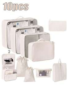 7/8/9/10pcs Travel Packing Cubes, Compression Organizer Bags, Luggage Organizer, Clothing Storage Bags Set, Includes: Cosmetic Bag, Waterproof Multi-Function Organizer, Garment Bag, Holiday Travel Essentials, Shoe Bag, Foldable Storage Box, Collapsible Underwear & Socks Organizer, Travel Packing Cubes, Luggage Organizer