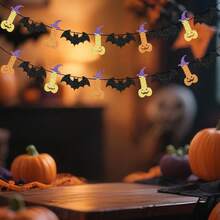 1Pcs Halloween Banner Paper Bat Pumpkin Hanging Decoration For Party Wall Haunted House Ornaments