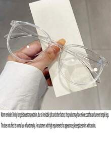 1PC Women's Large Round Frame Ultra-Lightweight Anti-Visual Fatigue Transparent Lenses Eye Protection Music Festival Fashion Glasses Versatile Flat Lenses Suitable For Daily Use For Watching Computers Watching TV Playing Games Looking At The Cell Phone Use