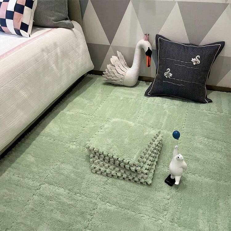 16 Peças Tapetes de Retalhos de Cor Sólida para Uso Doméstico, Tapetes de Espuma Grossa Decorativos de Quebra-cabeça para Quarto, Tapetes de Retalhos de Cor Sólida Felpudos e Aparáveis - Multicolorido - Visão 4