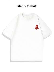 Rapper T-Shirt "All Eyez On Me" , Herren-T-Shirt Mit Beidseitigem Aufdruck, Modisch, L?Ssig, Rundhalsausschnitt, 220 G/M2, Reine Baumwolle (1 Stück) - 白色 - 查看 2