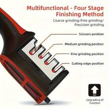 Level 4 Professional Knife Sharpener - Easy To Manually Sharpen Tool, Suitable For Home Use, Easy To Sharpen - High Quality PP And TPR Body, Durable And Long-Lasting - Red - View 6