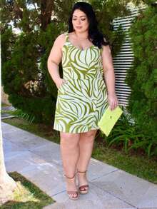 Women's Plus Size Jumpsuit Short Skirt With Printed Lining Summer - 顏色 29 - 查看 2