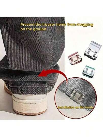 4/12pcs Shorten The Pants Legs With Invisible Fixing Clips, Prevent Dragging At The Bottom Of The Pants Legs, Hide The Buckle Leg Closure Device Without Seams, Prevent Pants Legs From Dragging The Floor, Suitable For Jeans And Pants, Waterproof, Portable