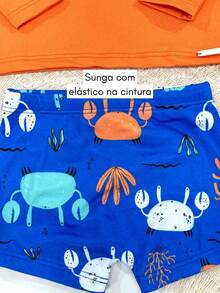 Boy's Beach Set Swim Trunks + Top With UV Sun Protection Swimming Pool - trái cam - Xem 5