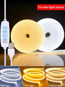 Strip Lampu Dekoratif LED 1m/3 Meter/5m, Strip Lampu Ambient dengan Saklar Tombol Peredupan Lembut 3 Warna, Bertenaga USB, Kontrol Tombol, Untuk Pencahayaan Rumah Pintar Suasana Putih Hangat, Teknologi Peredupan Cerdas, Strip Lampu Ambient Peredupan Fleksibel, Lampu Pengisi Cermin Rias Siaran Langsung - MultiWarna - View 3