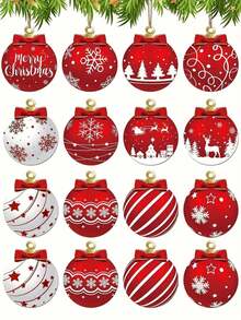 12-24 Decorações de madeira requintadas para árvores de Natal - adequadas para decoração de Natal e casa (bolas de Natal) - Multicolorido - Ver 2