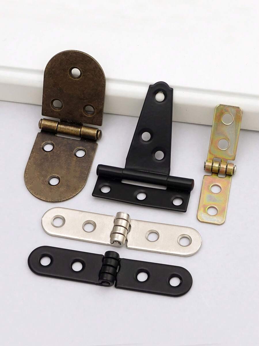 Connecteur pliant vintage à charnière longue, petite charnière en fer noir, supports d'angle en laiton antique, accessoires de quincaillerie de meubles, charnières - Multicolore - Voir 1