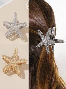 逼真金属海星发夹，小众海洋系列发爪，高端不褪色发夹，中号海洋元素发爪 - 彩色 - 查看 10