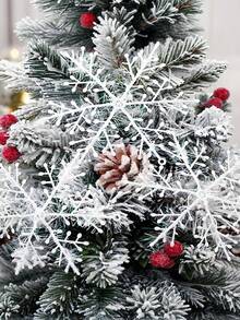 4/10pcs White Christmas Snowflake Decorations, Elegant Hanging Christmas Tree Ornaments, Plastic Glitter Snowflakes, Christmas Winter Wonderland Holiday New Year Party Home Decor, Perfect For Holiday Tree Decorations, Christmas Decorations, Christmas And New Year Celebrations Room Decor