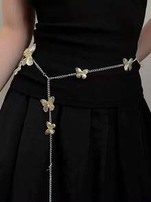 Reine Schmetterling Taillenkette Halskette Doppelzweck Boho Bauchnabel Kette Luxus Jeans Accessoires Foto Accessoires