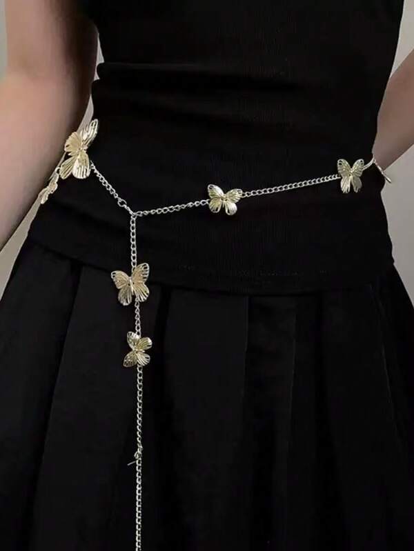 Reine Schmetterling Taillenkette Halskette Doppelzweck Boho Bauchnabel Kette Luxus Jeans Accessoires Foto Accessoires