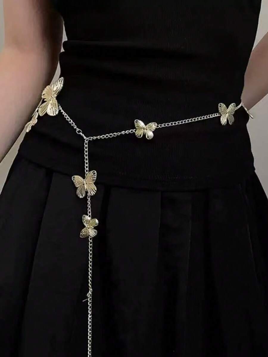 Reine Schmetterling Taillenkette Halskette Doppelzweck Boho Bauchnabel Kette Luxus Jeans Accessoires Foto Accessoires