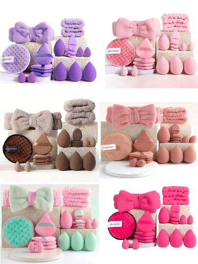 20Pcs Cosmetic Puff Makeup Sponge Blender Beauty Egg Foundation Sponges Puff Wash Face Headband Wristband Make Up Accessories,Cheap,Stocking Stuffers,Makeup,Makeup Tools,Cheap Stuff,Gifts,Gifts For Women,Christmas Gifts,Giveaways,Travel,Cheap Stuff,Travel Essential