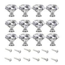 12pcs Crystal Glass Cabinet Knobs, Suitable For Wardrobe Doors, Drawer Cabinets, Shoe Cabinets, Kitchen Cabinets And Other Furniture, Single Hole 1.18 Inches, Small Zinc Alloy Handles, Furniture Accessories - Multicolor - View 11