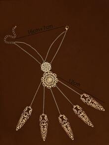 1pc Gothic Style Halloween Ghost Punk Nail Chain Finger Ring Cosplay Prop Hand Accessory - Gold - View 2