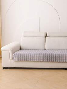 1 Stück gestepptes Flanell Sofakissen, rutschfeste Sofa Sitzauflage, geeignet für ein-/zwei-/drei-/viersitzige Sofas und Chaiselongues, waschbar, moderner Stil, ganzjährig verwendbar, Wohndekoration - Hellgrau - Übersicht 6