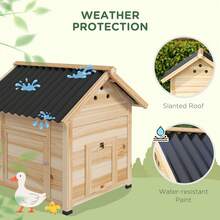 PawHut Wooden Duck House, Poultry Coop With Double Doors, Openable Roof - Màu vàng - Xem 5