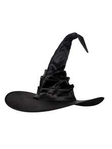 1 件全新褶皱黑色女巫帽，成人万圣节巫师服装配饰，适合万圣节和日常穿着 - A - 查看 12