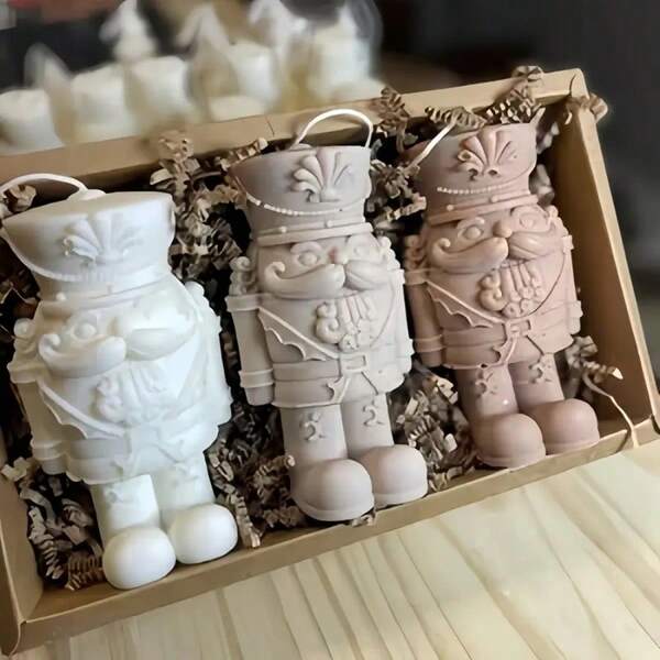 DIY Resin Mold Nutcracker King Figurine Mold Home Decor Tabletop Epoxy Plaster Candle Wax Silicone Mold