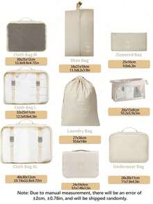 7/8/9/10pcs Travel Packing Cubes, Compression Organizer Bags, Luggage Organizer, Clothing Storage Bags Set, Includes: Cosmetic Bag, Waterproof Multi-Function Organizer, Garment Bag, Holiday Travel Essentials, Shoe Bag, Foldable Storage Box, Collapsible Underwear & Socks Organizer, Travel Packing Cubes, Luggage Organizer