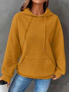 Solid Color Waffle Drawstring Hoodie, Casual Long Sleeve Pocket Sweatshirt, Suitable For Autumn And Winter, Women's Clothing Womens Clothes Clothing   Workout Clothes Women   Tops For Women  Hot Outfits   Ropa De Mujer   Vestidos Elegantes De Mujer  Vestidos Elegantes Para Fiesta    Women's Winter Clothing Of Women's Winter Clothing Women's Winter Fashion Women's Winter Promotion Of Women's Winter Clothing  Vestidos De Mujer  Vestidos De Mujer Casual  Dresses For Women Elegant  Active Wear Women   Summer  Gym Mujer  Gym Mujer  Workout Clothes For Women  Sweatshirts For Women  Women's All Season Clothes Women's Spring Clothes Women's Summer Clothes Women's Year Round Outfits Spring Fashion For Women Summer Fashion For Women - 黃色 - 查看 1