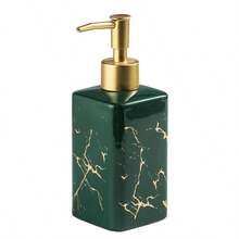 1pc 320ml Ceramic Refillable Liquid Soap Dispenser Bottle, Luxury Style Pump Lotion/Shower Gel Bottle, Suitable For Bathroom, Hotel, Restroom